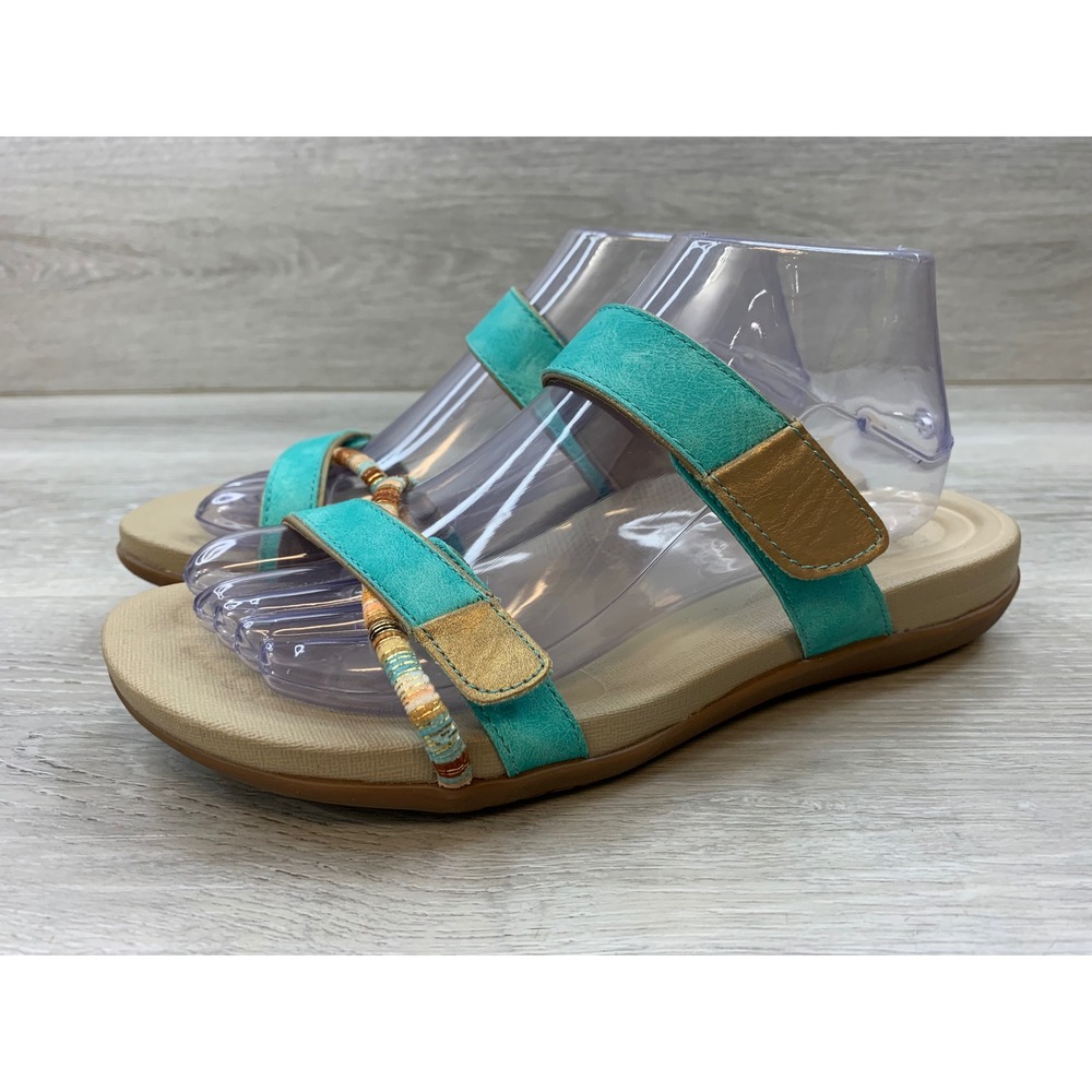 Aetrex Jillian Teal Beaded Orthotic Sandals Women's 9-9.5 Comfort Strappy Shoes - Picture 3 of 10